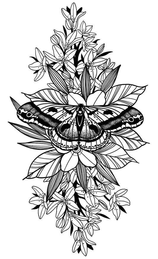 Whimsical Botanical Moth