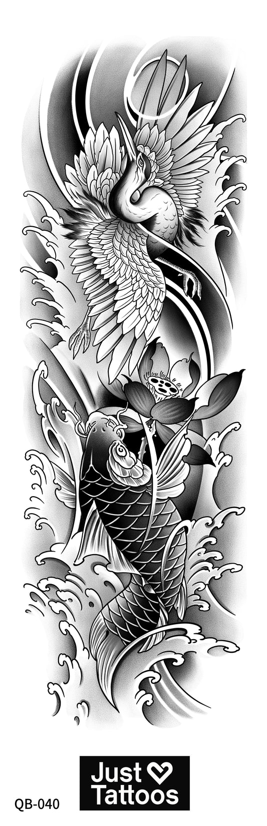 Crane, koi & Lotus Traditional