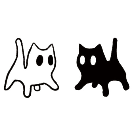 White & Black Spooky Cat Duo