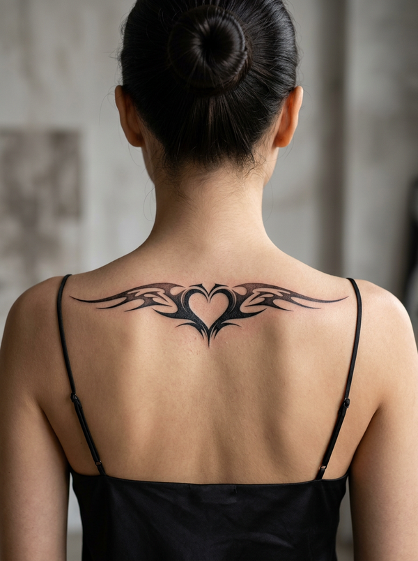Heart Flame Wings semi-permanent tattoo