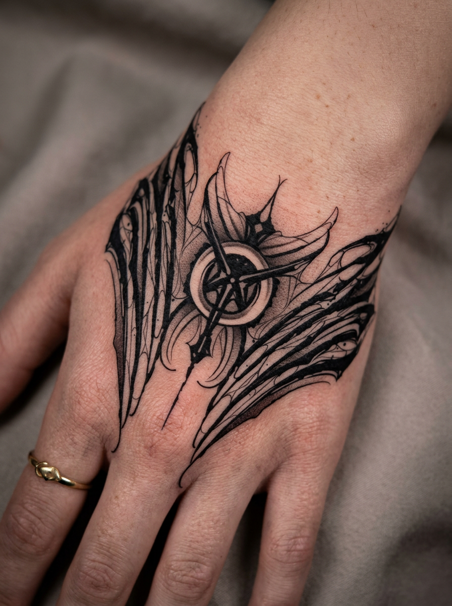 Blackwork Eclipse Wings (6 Pack) semi-permanent tattoo