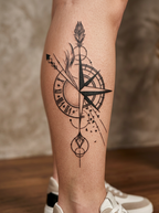 Compass & Time semi-permanent tattoo