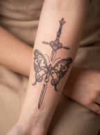 Butterfly Sword semi-permanent tattoo