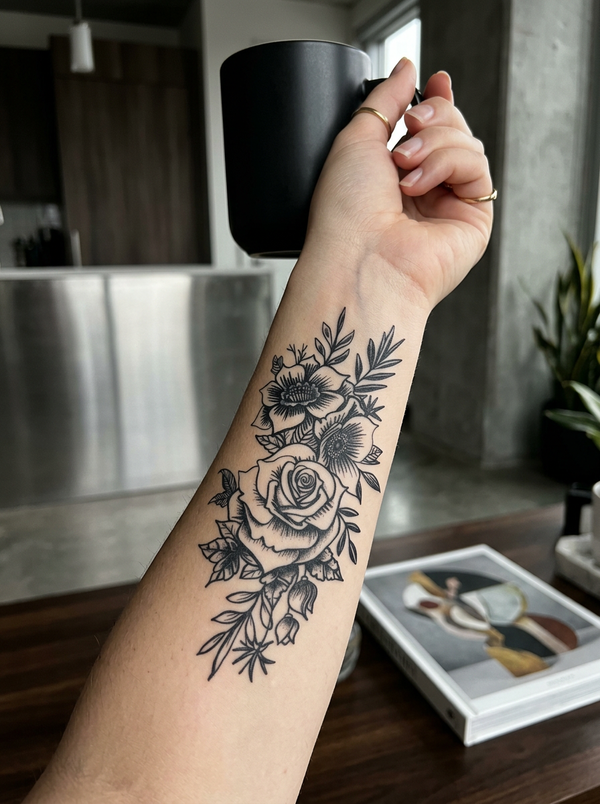 Botanical 3 semi-permanent tattoo