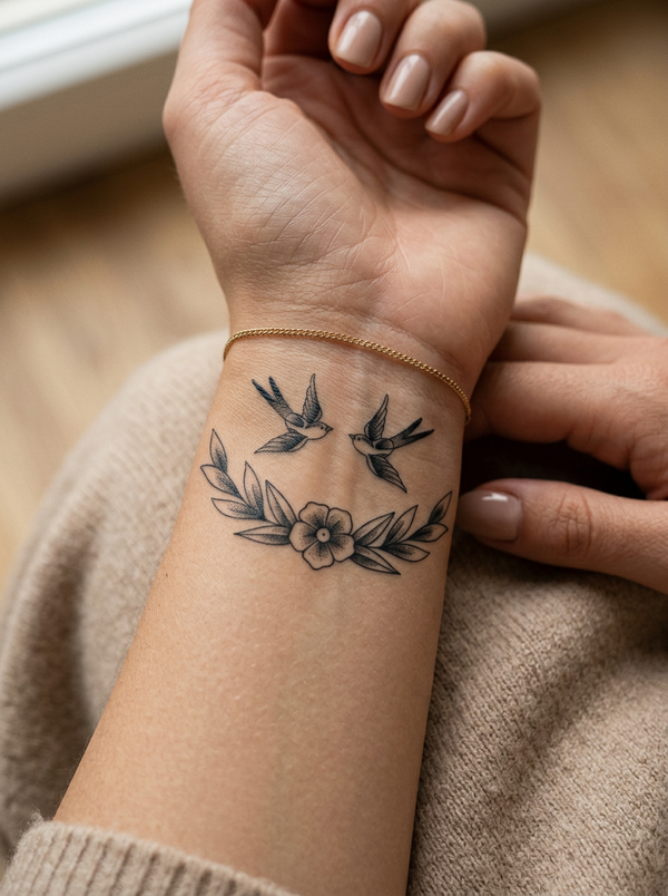 Traditional Swallows (8 Pack) semi-permanent tattoo