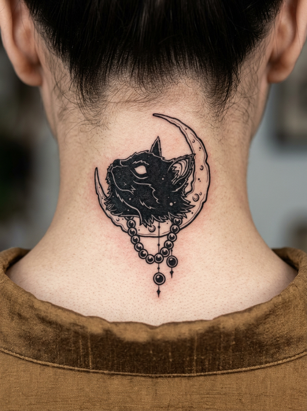 The Mystical Lunar Feline (8 Pack) semi-permanent tattoo