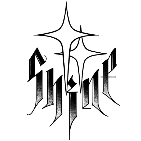 "Shine" Gothic Blackletter Script (6 Pack) | 3.15 in × 3.15 in.