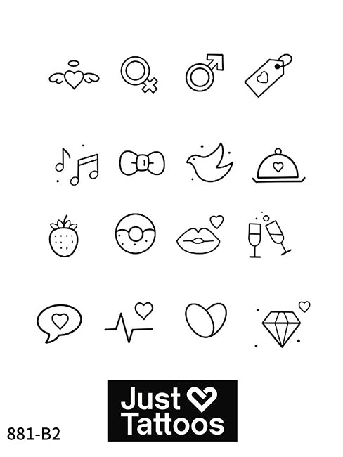 Small tattoo, hearts, music, cheers- 811-B2-1