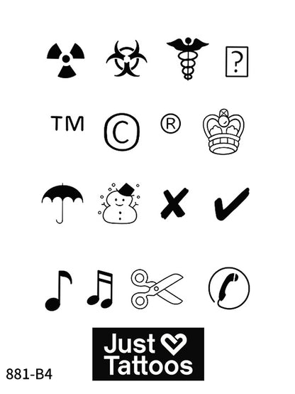 Small tattoo, Symbols, music, health, weather 811-B4-1