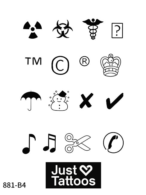 Small tattoo, Symbols, music, health, weather 811-B4-1