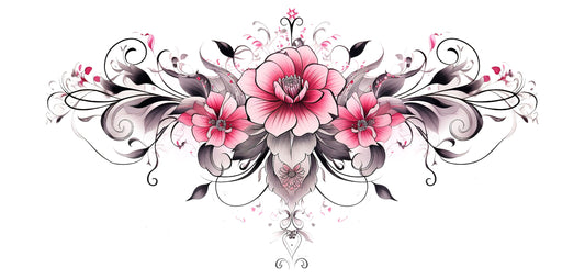 Colored Elegant Black White Pink Flower Ornament