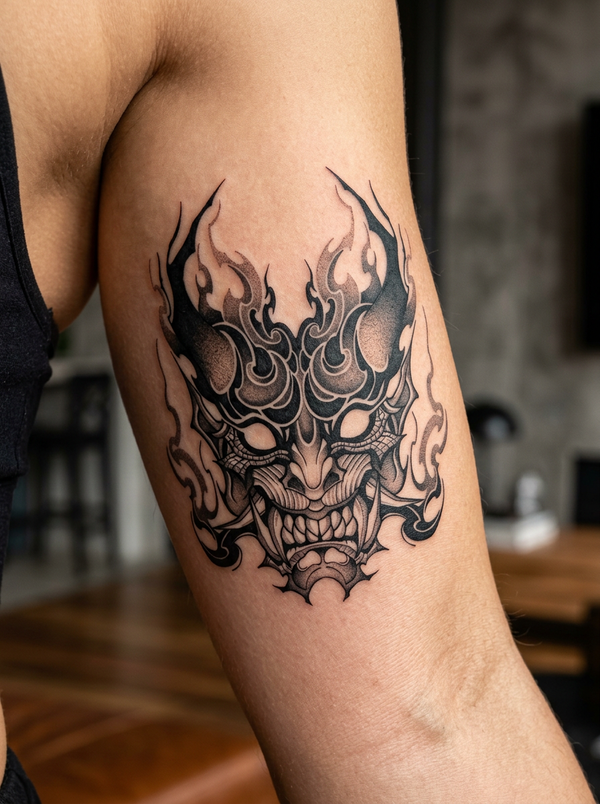 Demon/Oni Mask (6 Pack) semi-permanent tattoo