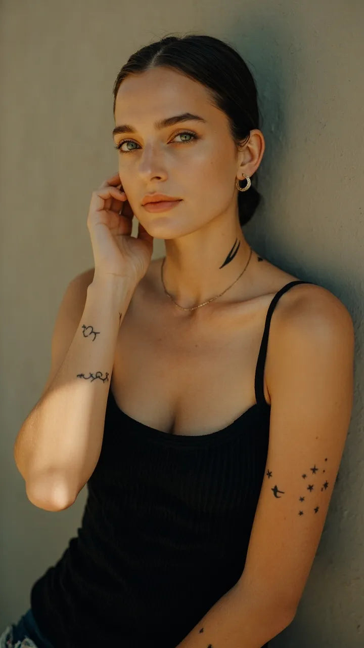 Fine-line semi-permanent tattoo